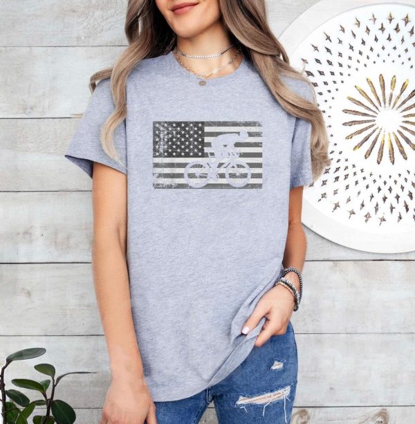American Flag Cycling Bike Cyclists T-Shirt - Image 4