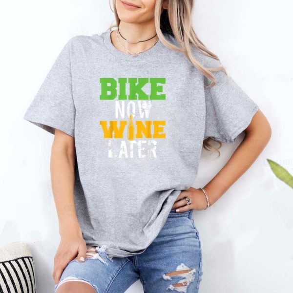 Bike Now Wine Later Cycling T-Shirt - Image 2
