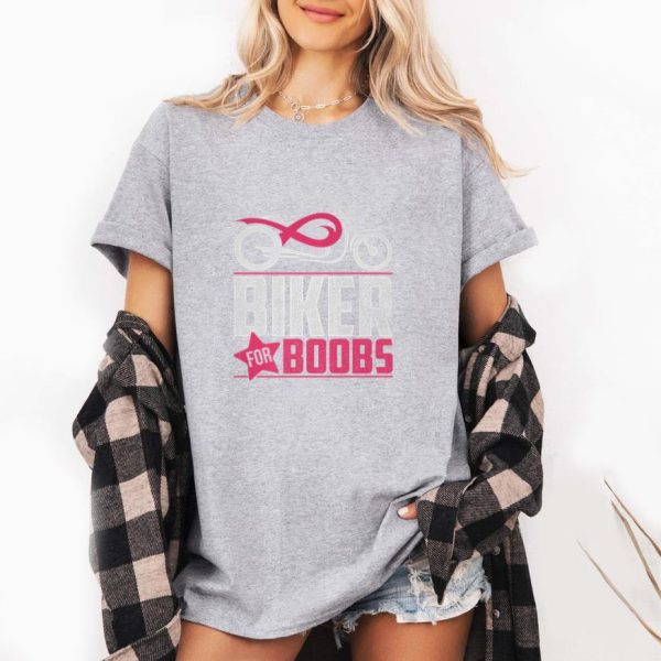 Biker For Boobs Against Breast Cancer T-Shirt