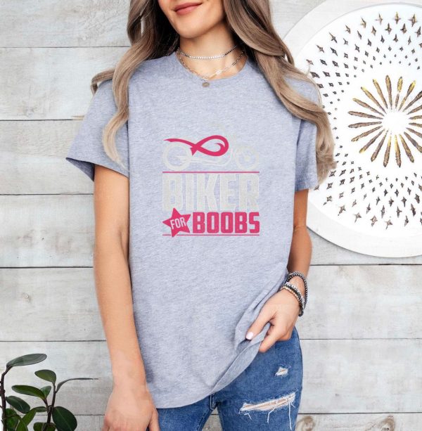 Biker For Boobs Against Breast Cancer T-Shirt - Image 4