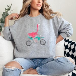 Flamingo Riding Dirt Bike Sweatshirt