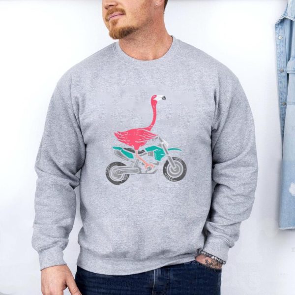 Flamingo Riding Dirt Bike Sweatshirt - Image 3