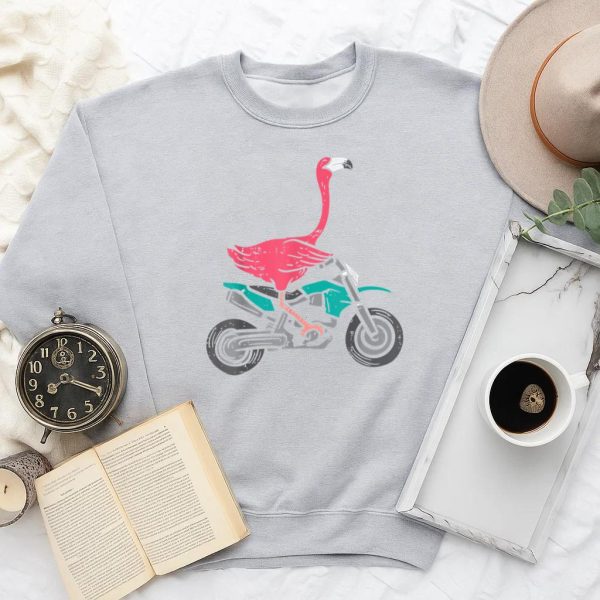 Flamingo Riding Dirt Bike Sweatshirt - Image 2