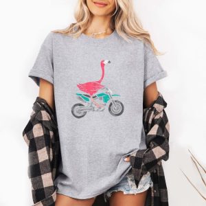 Flamingo Riding Dirt Bike T-Shirt