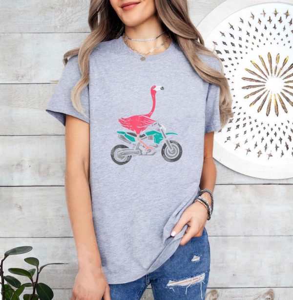 Flamingo Riding Dirt Bike T-Shirt - Image 4