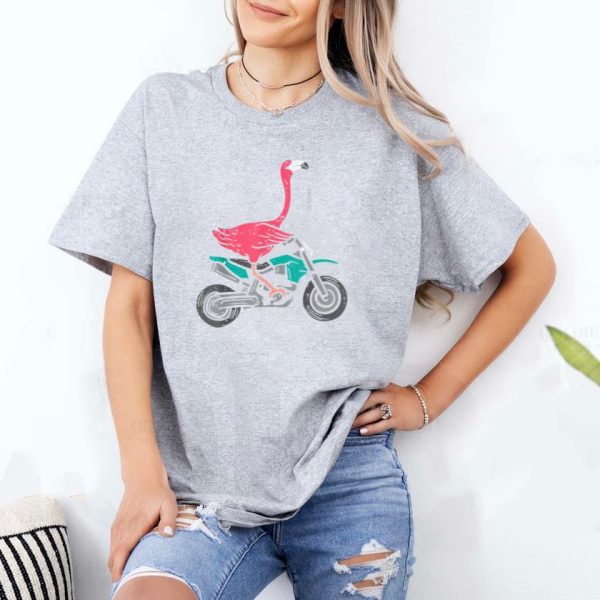 Flamingo Riding Dirt Bike T-Shirt - Image 2