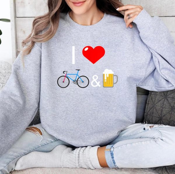 I Love Bikes And Beer Cycing Sweatshirt - Image 4
