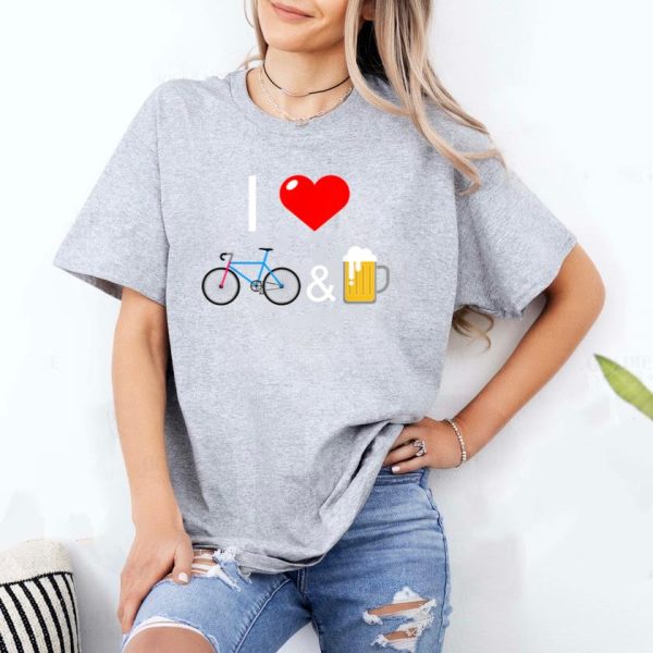 I Love Bikes And Beer Cycing T-Shirt - Image 2