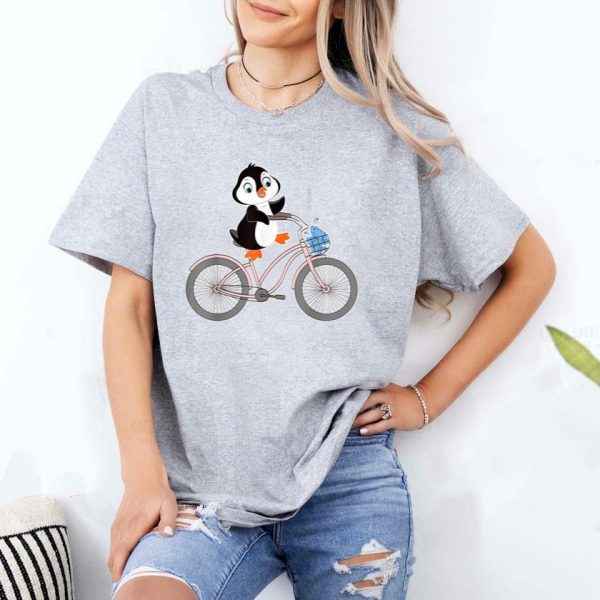 Penguin Graphic On Bike T-Shirt - Image 2