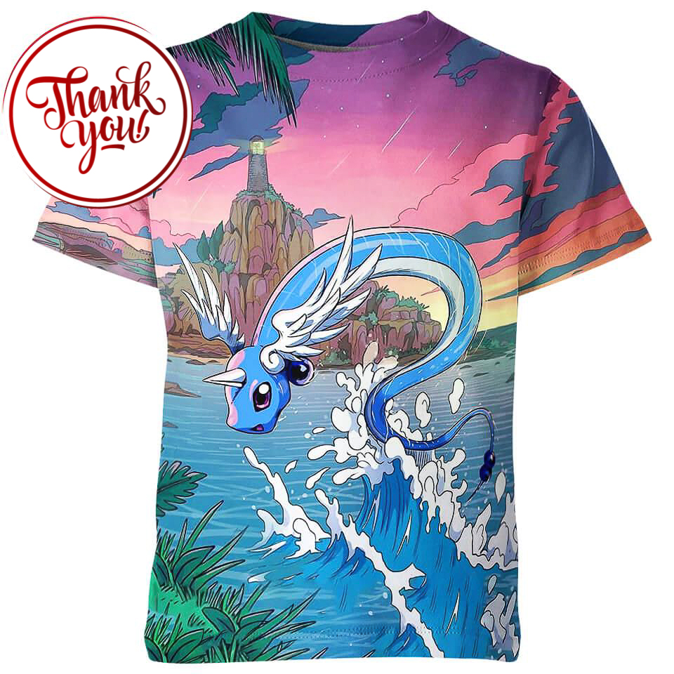Dragonair on The Water - Pokemon 3D Print Unisex T-Shirt