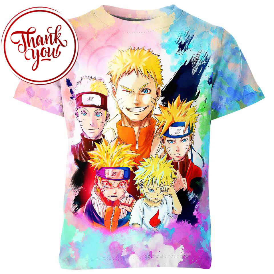 Five Shades Of Uzumaki Naruto 3D Print Unisex T-Shirt