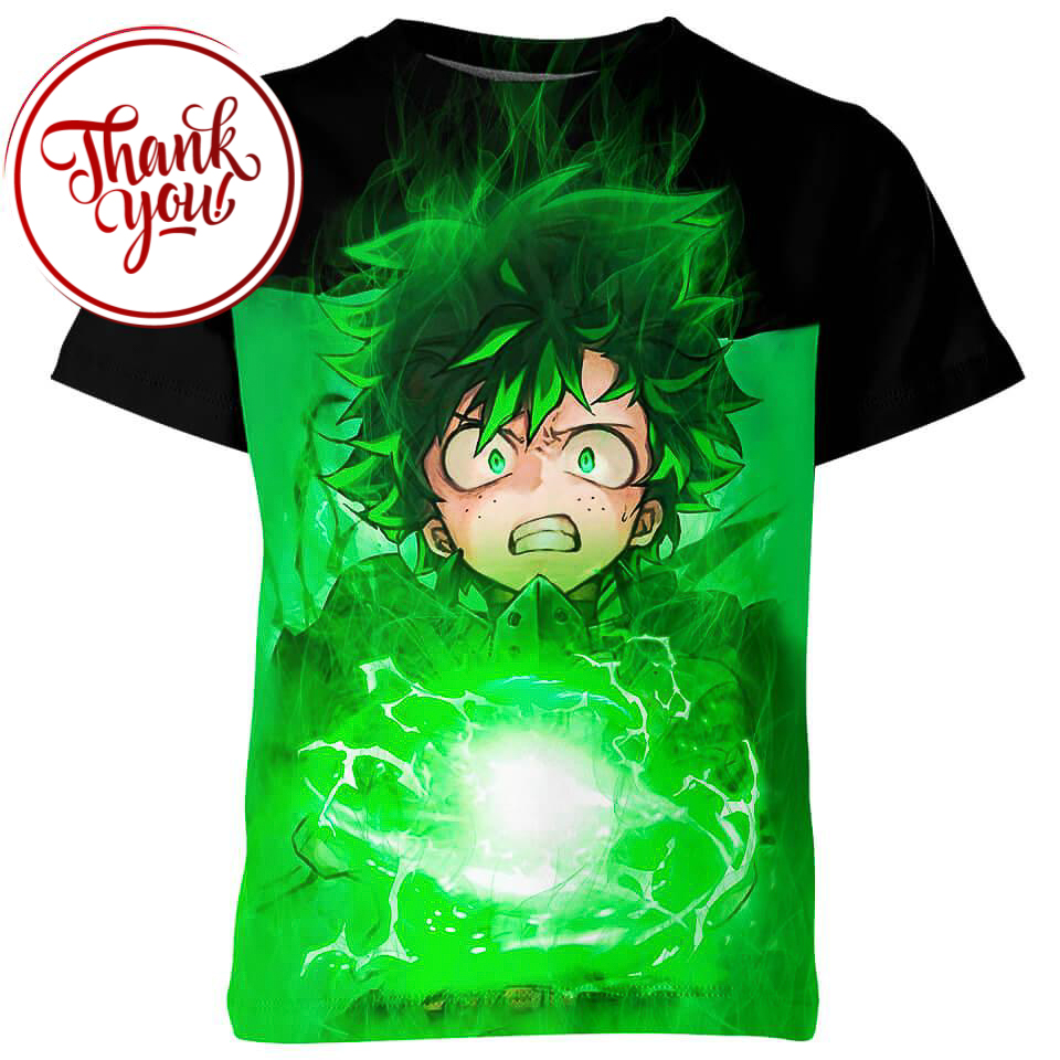 Green Lightning Deku 3D Print Unisex T-Shirt