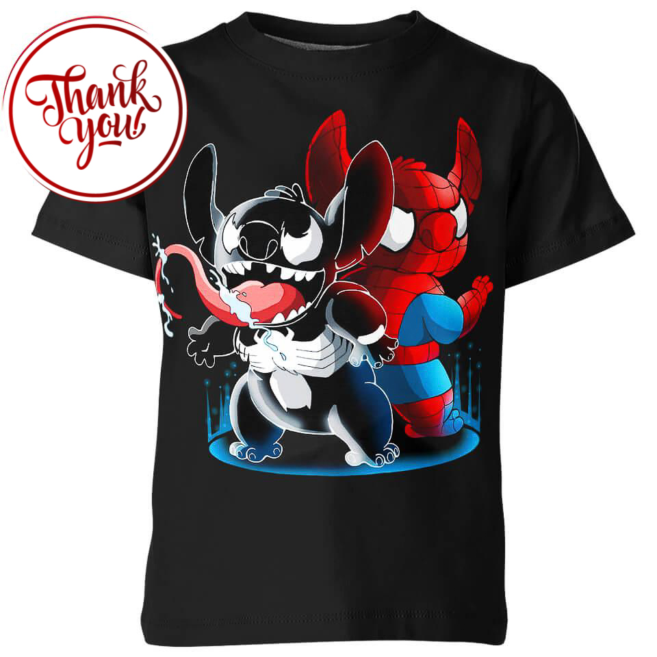 Stitch x Venom x Spider Man 3D Print Unisex T-Shirt
