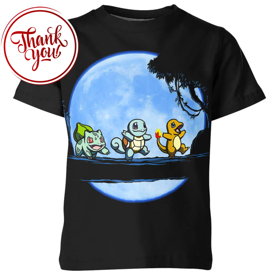 Charmander Squirtle Bulbasaur 3D Print Unisex T-Shirt