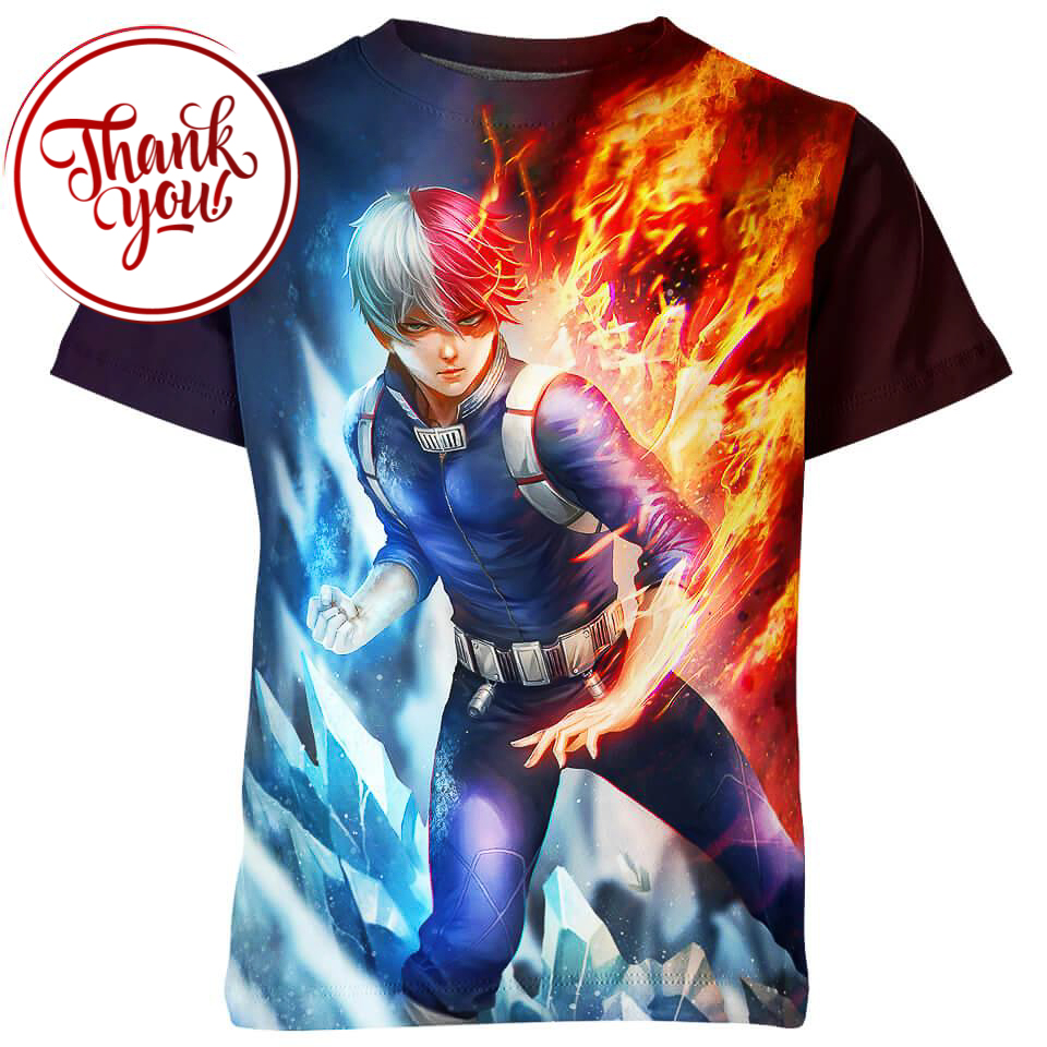 Ice and Fire Todoroki 3D Print Unisex T-Shirt