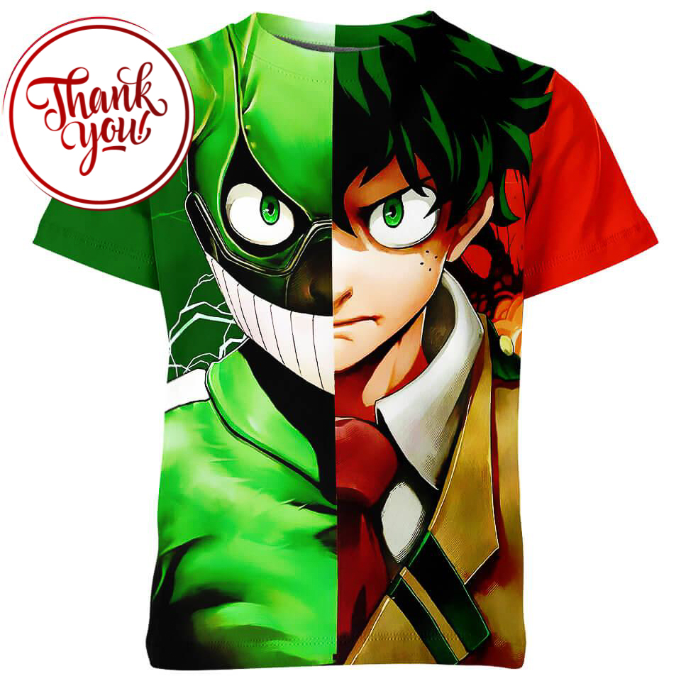 Young Hero Split Deku 3D Print Unisex T-Shirt