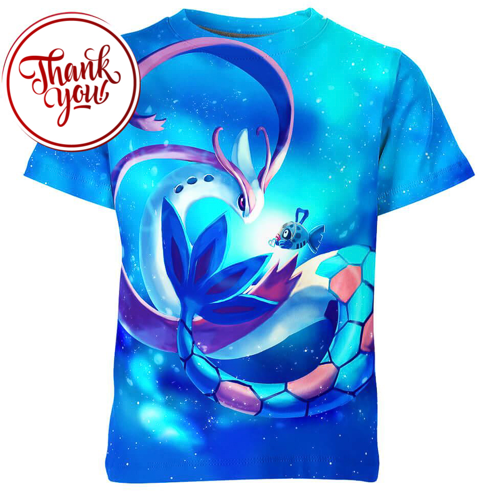 Milotic and Feebas - Pokemon 3D Print Unisex T-Shirt