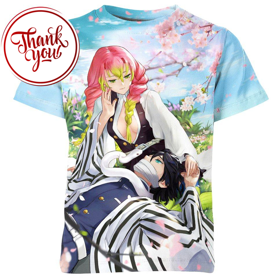 Obanai and Mitsuri's Romance Demon Slayer 3D Print Unisex T-Shirt