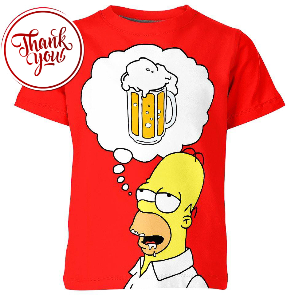 Thinking of Beer - Simpsons 3D Print Unisex T-Shirt