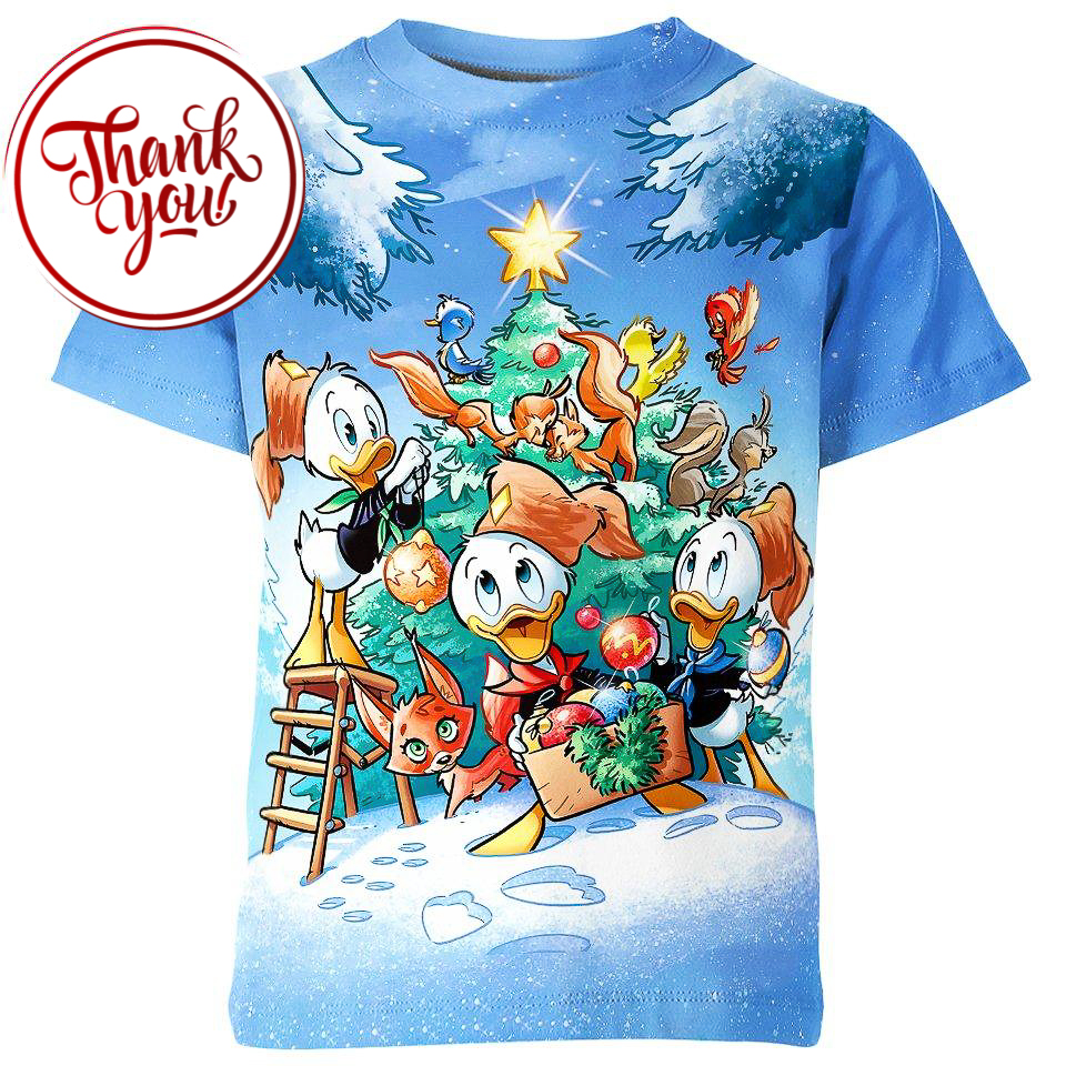 Christmas With Family Donald Duck 3D Print Unisex T-Shirt