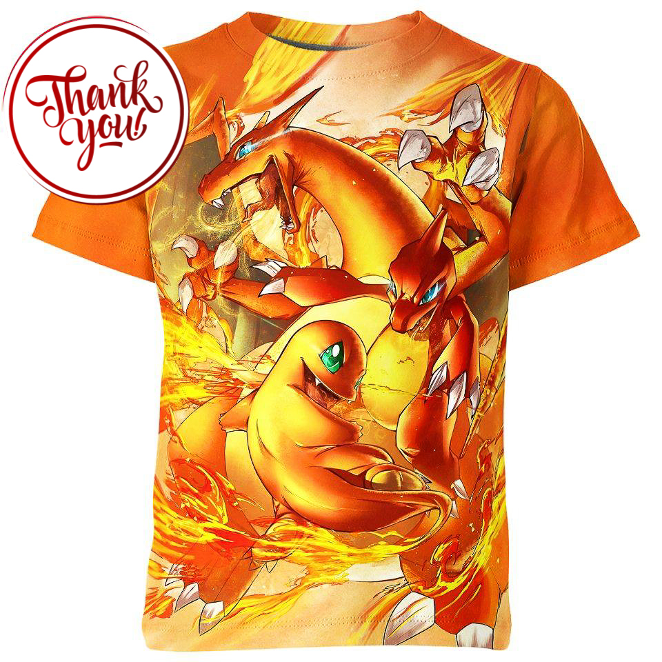 Fire Evolution Pokemon 3D Print Unisex T-Shirt
