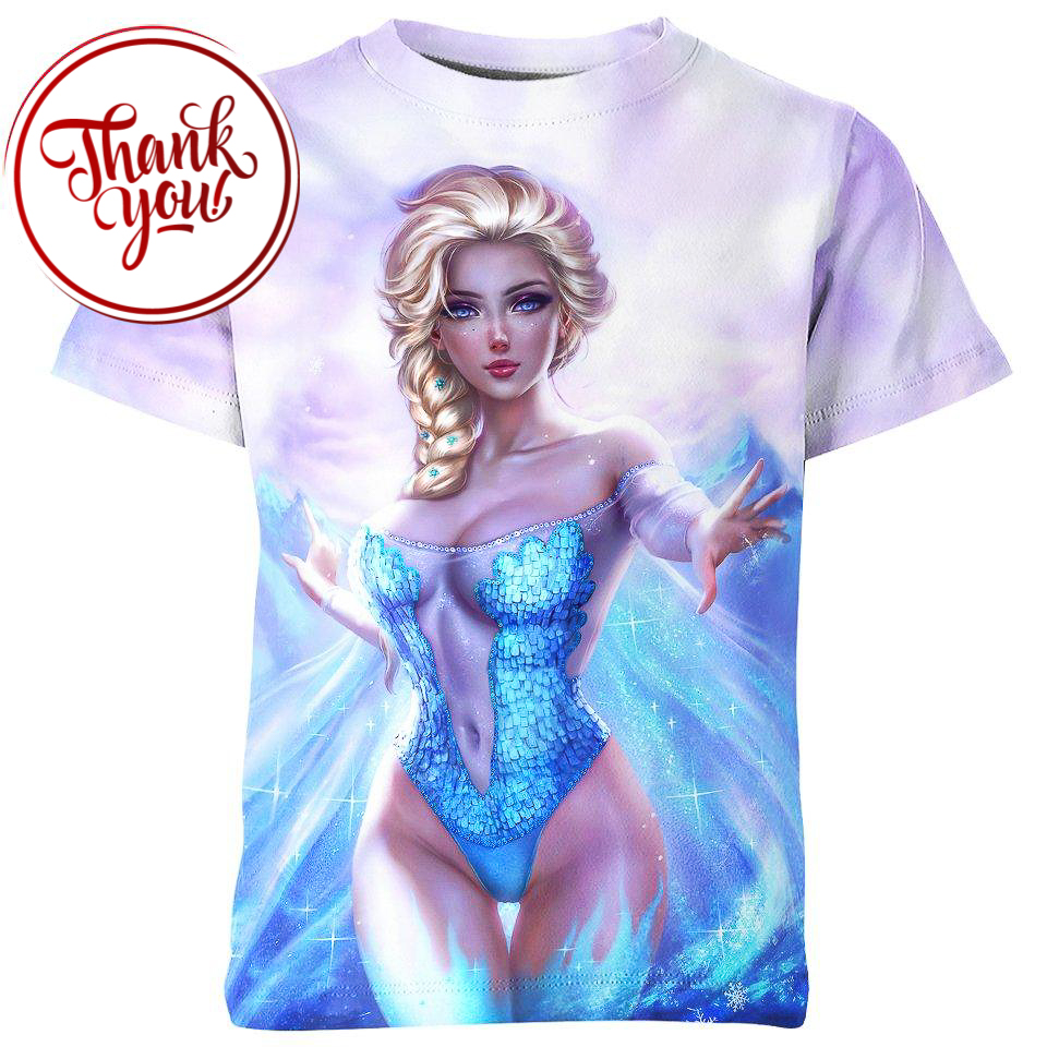 Elsa Attractively Beautiful Ahegao 3D Print Unisex T-Shirt