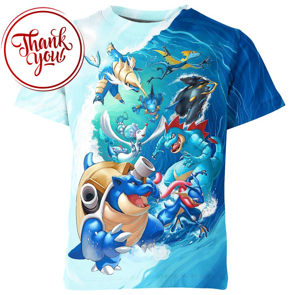 Hydro Pump in Pokemon 3D Print Unisex T-Shirt