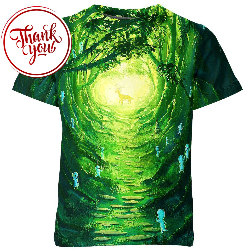 Spirit Of The Forest - Studio Ghibli 3D Print Unisex T-Shirt