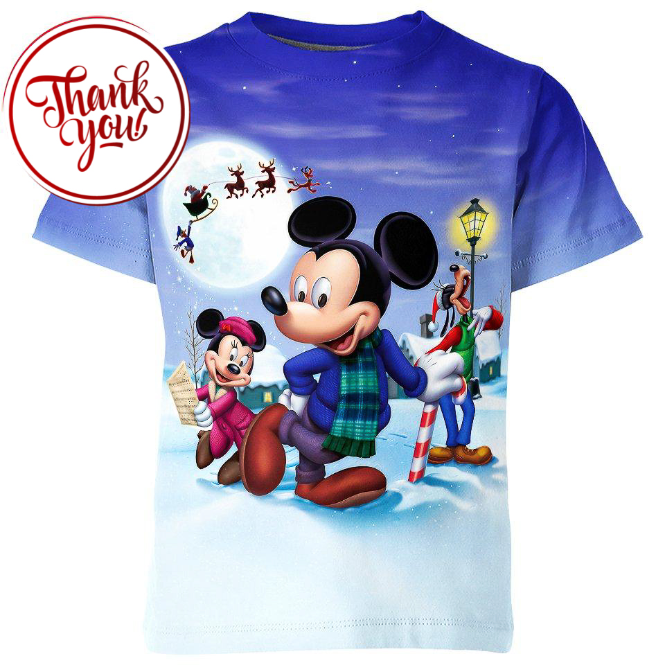 Friends Christmas Caroling and Mickey Mouse 3D Print Unisex T-Shirt