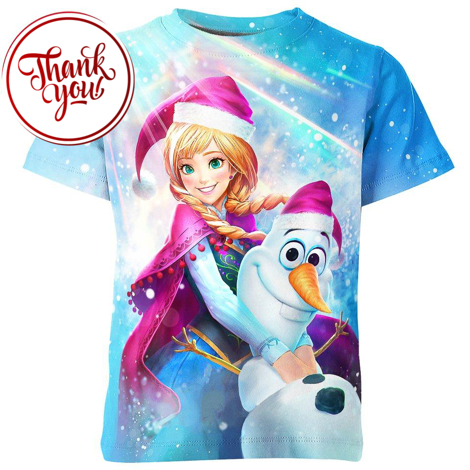 Anna and Olaf Cute Cartoon Frozen 3D Print Unisex T-Shirt