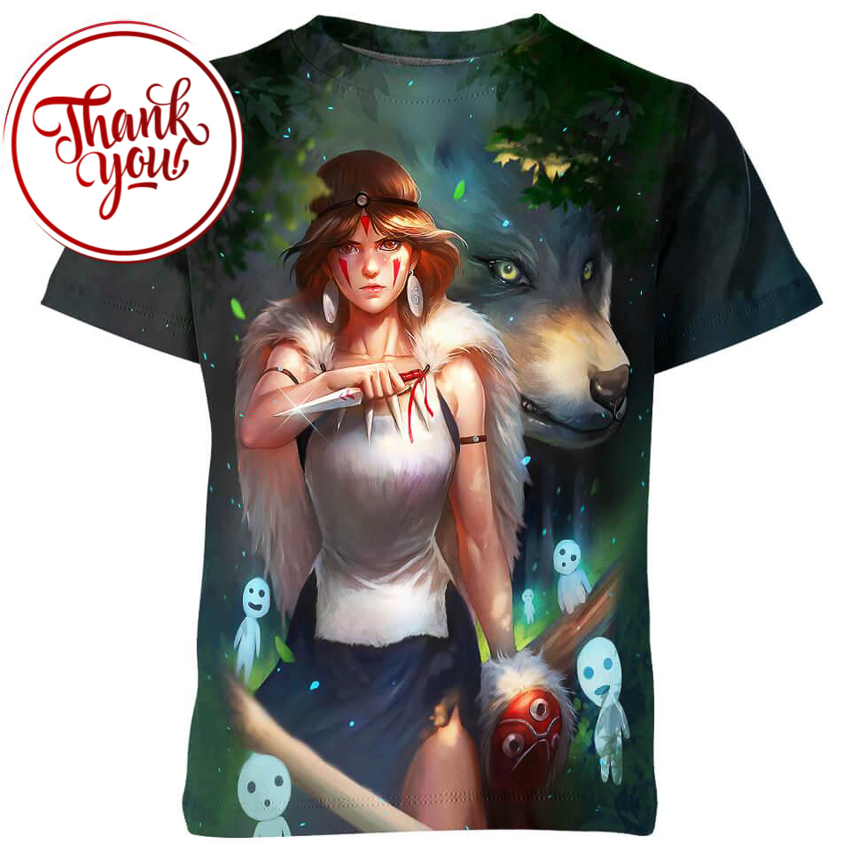 Super Cool Princess Mononoke 3D Print Unisex T-Shirt