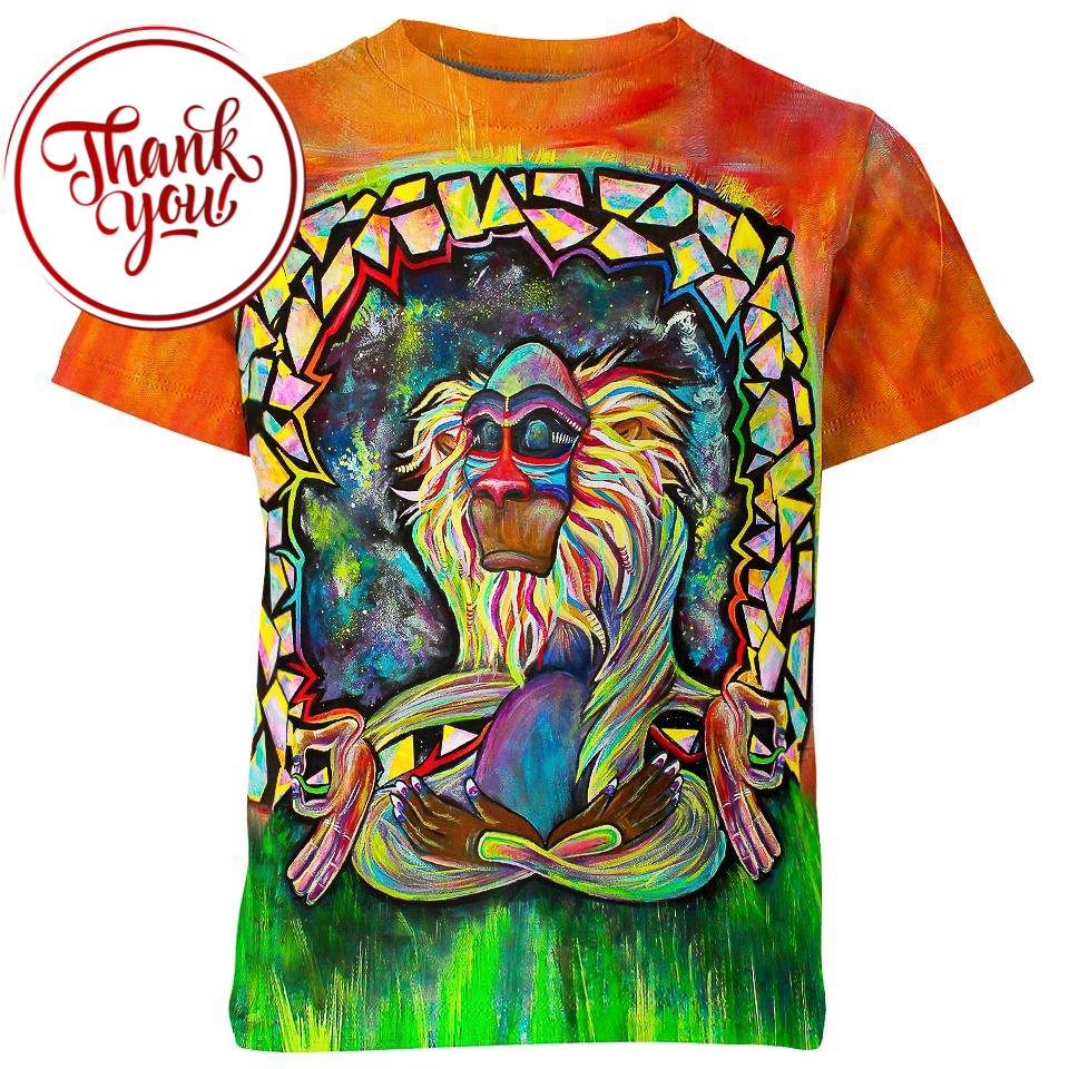Meditation Rafiki Lion King 3D Print Unisex T-Shirt