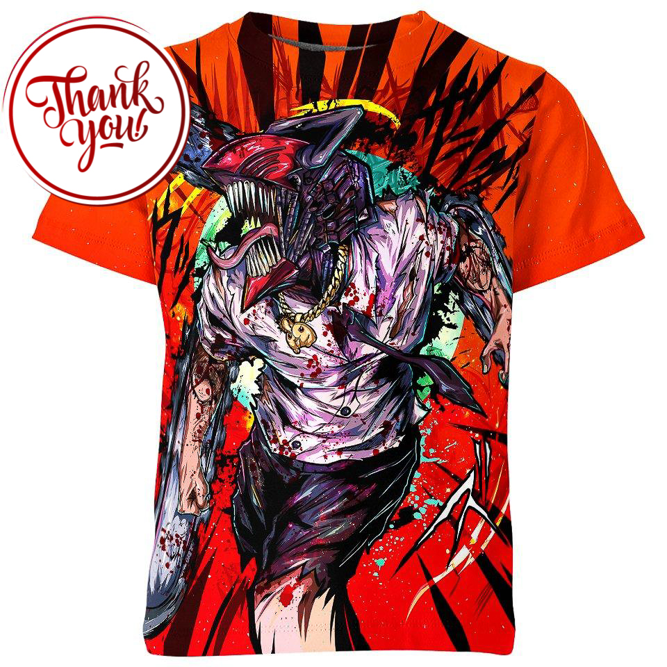 Denji Mad Brutal Chainsaw Man 3D Print Unisex T-Shirt