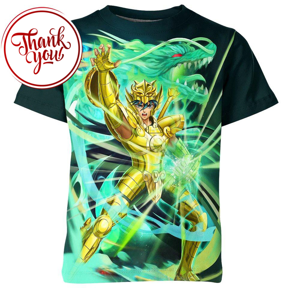 Dragon Shiryu - Saint Seiya Anime 3D Print Unisex T-Shirt
