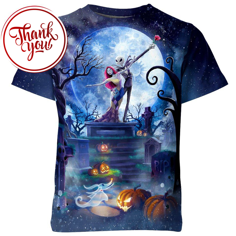 Sally Eternal Love and Jack Skellington 3D Print Unisex T-Shirt