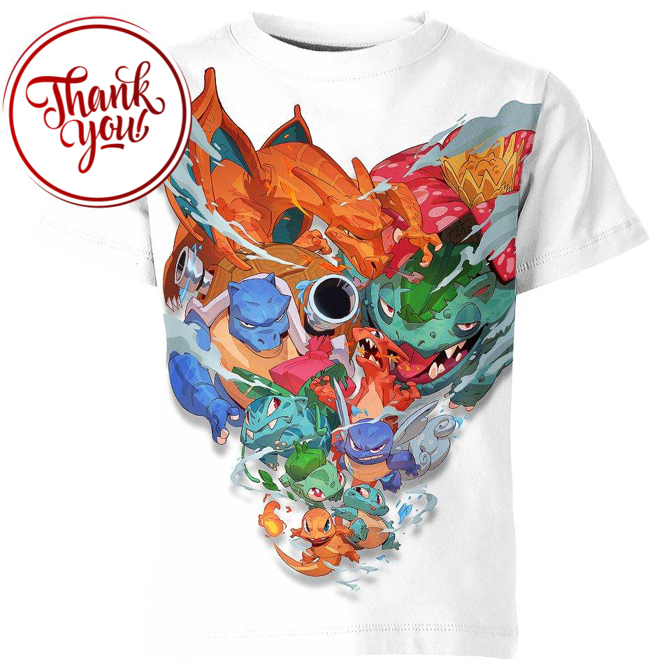 Evolution Squad Pokemon 3D Print Unisex T-Shirt