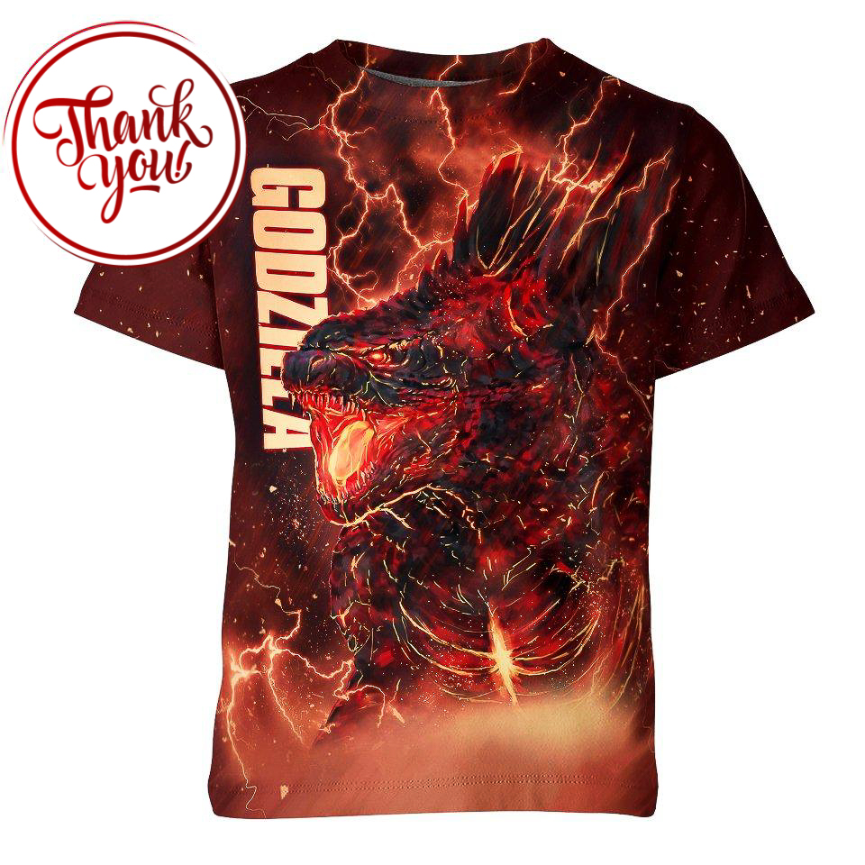 Monster In The Sea of Fire - Godzilla 3D Print Unisex T-Shirt