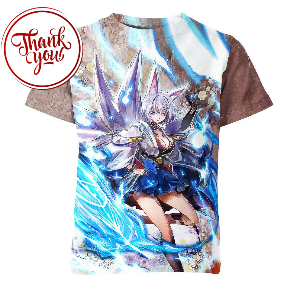 Kaga Ice Fox Azur Lane Game 3D Print Unisex T-Shirt