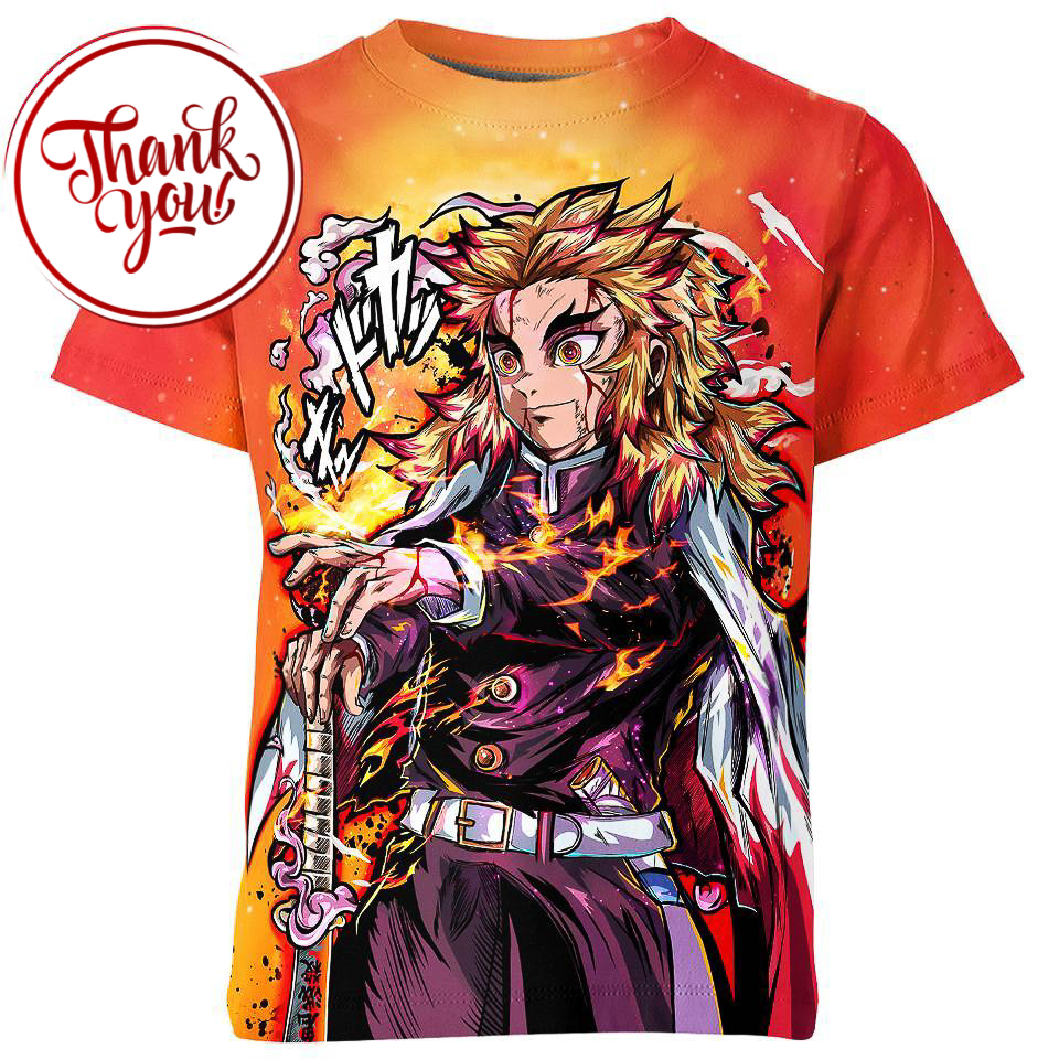 Flashy - Demon Slayer Rengoku 3D Print Unisex T-Shirt