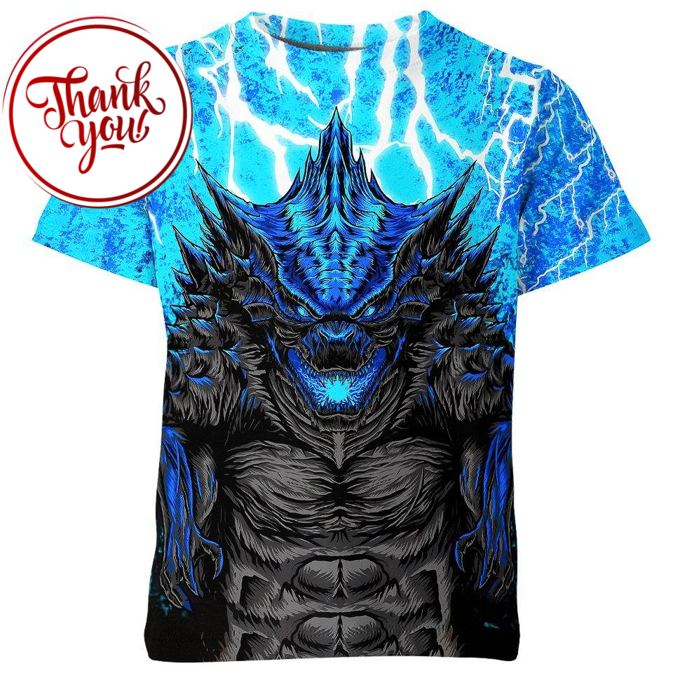 Blue Godzilla 3D Print Unisex T-Shirt