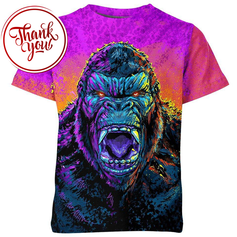 King Kong Colourful - Godzilla 3D Print Unisex T-Shirt