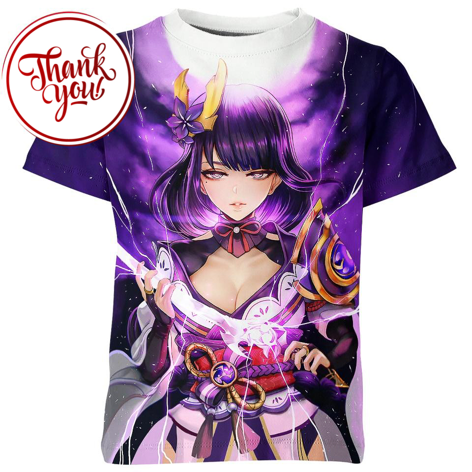 Raiden Shogun Genshin Impact 3D Print Unisex T-Shirt