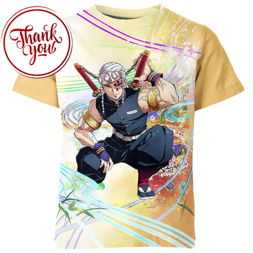 Demon Slayer Tengen Uzui 3D Print Unisex T-Shirt