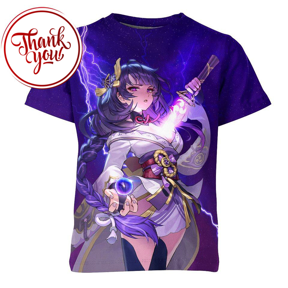 Raiden Shogun in Genshin Impact 3D Print Unisex T-Shirt