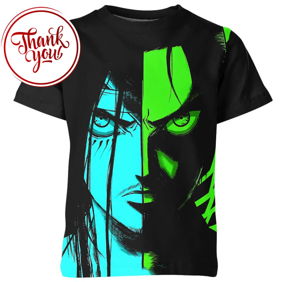 Two Face Attack on Titan - Eren Yeager 3D Print Unisex T-Shirt