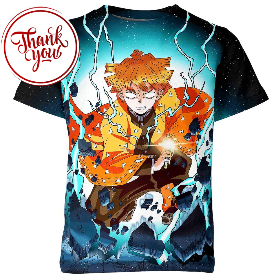 God of Thunder Agatsuma Zenitsu 3D Print Unisex T-Shirt
