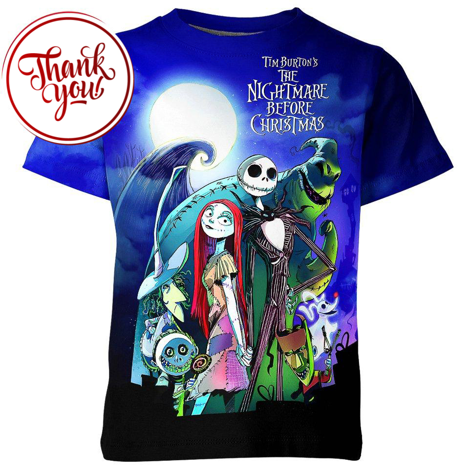 Tim Burton's Nightmare Before Christmas 3D Print Unisex T-Shirt