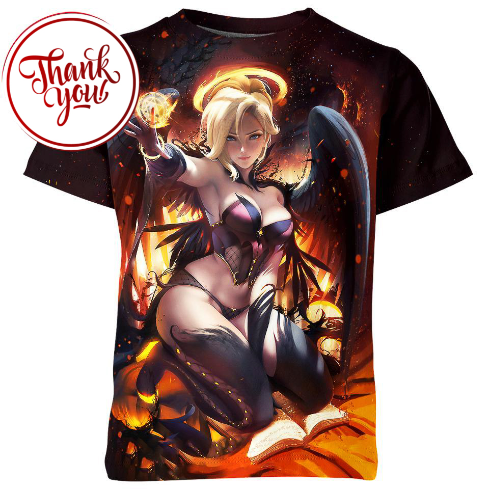 Halloween Angel Mercy Overwatch 3D Print Unisex T-Shirt