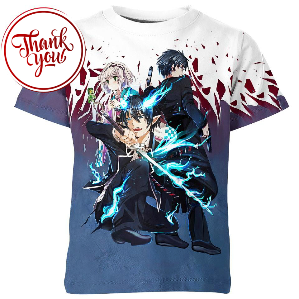 Rin,Yukio and Shiemi Blue Exorcist Anime 3D Print Unisex T-Shirt