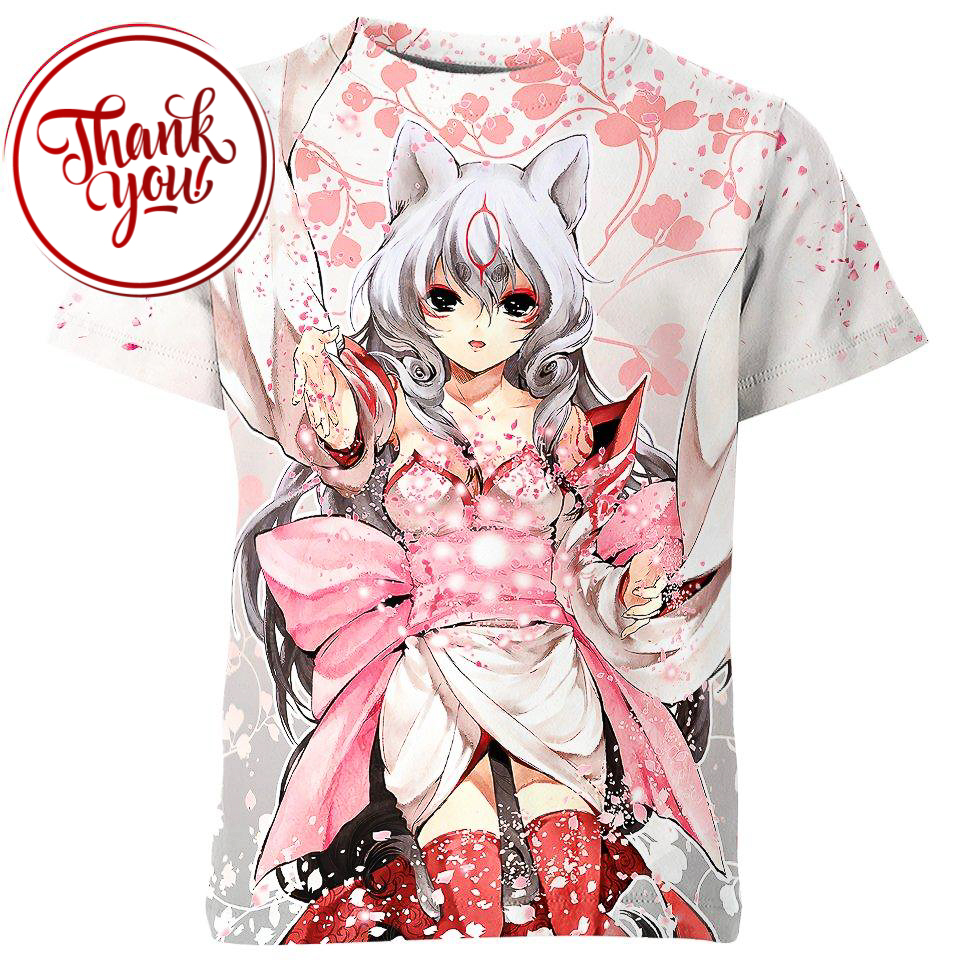 Okami Flower Storm - Anime Girl 3D Print Unisex T-Shirt